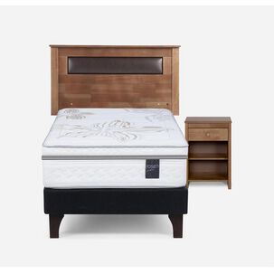 Cama Europea Rosen Art 4 / 1.5 Plazas / Base Normal  + Set Maderas Ferrara