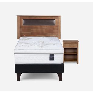Cama Europea Rosen Art 4 / 1.5 Plazas / Base Normal  + Set Maderas Ferrara