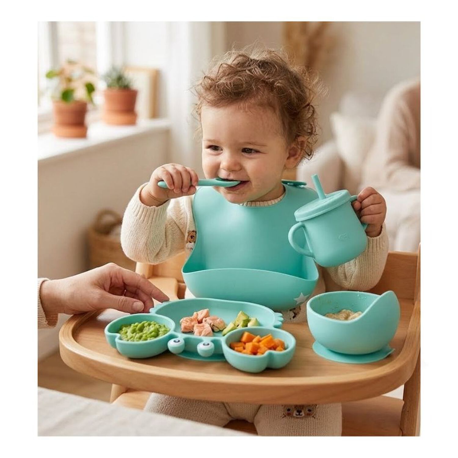 Set Alimentacion Bebe Silicona Plato Cangrejo image number 2.0