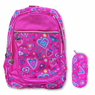 Mochila Escolar Con Estuche 43cm Dise&ntilde;o Estampado Surtido Pink