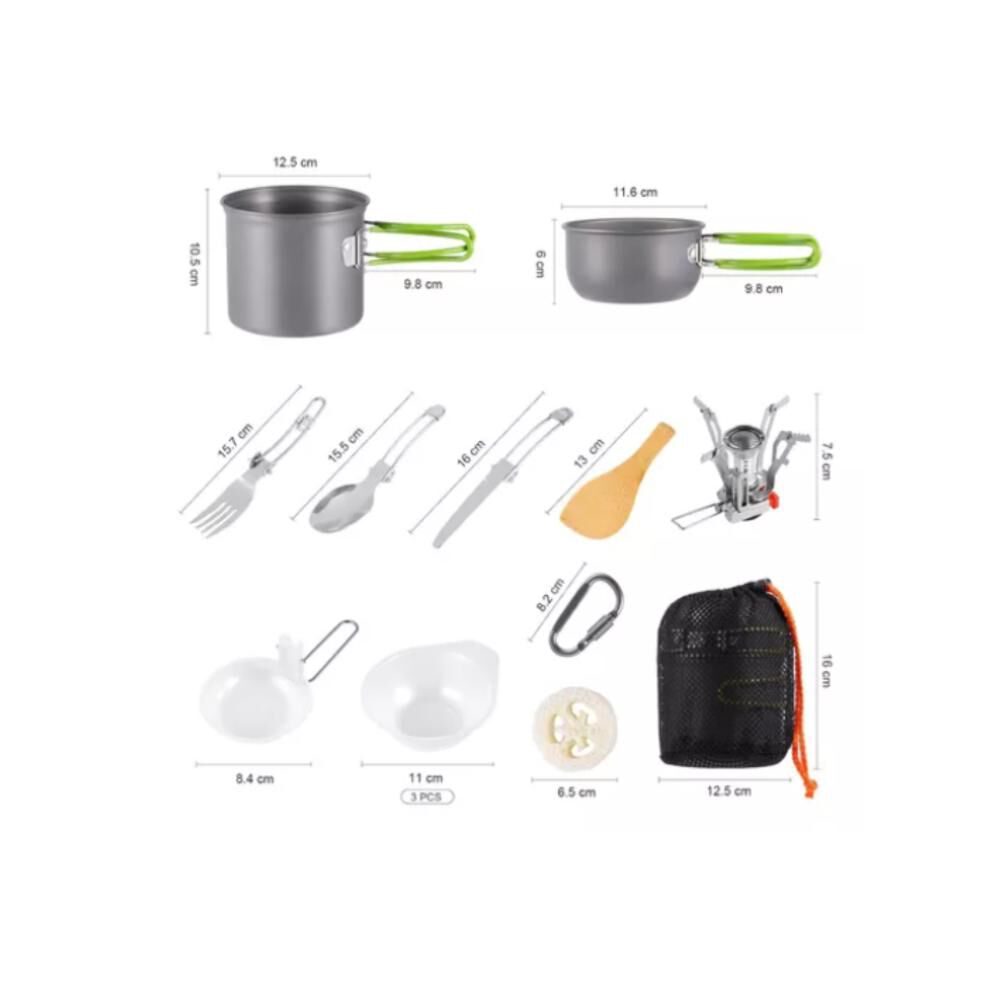 Set Ollas Camping Con Cocinilla Cubiertos 10 Piezas Acampada image number 4.0