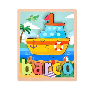 Puzzle Encaje Madera Letra Dibujo Rompecabeza Didactico Ni&ntilde;o