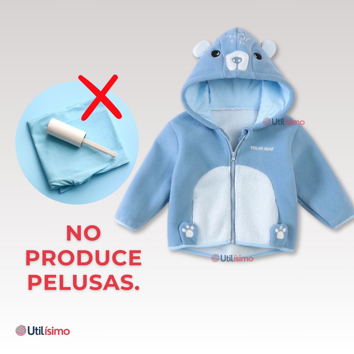 Chaqueta Polar Manga Larga Con Capucha Ni&ntilde;o Y Ni&ntilde;a Azul Oso image number 8.0