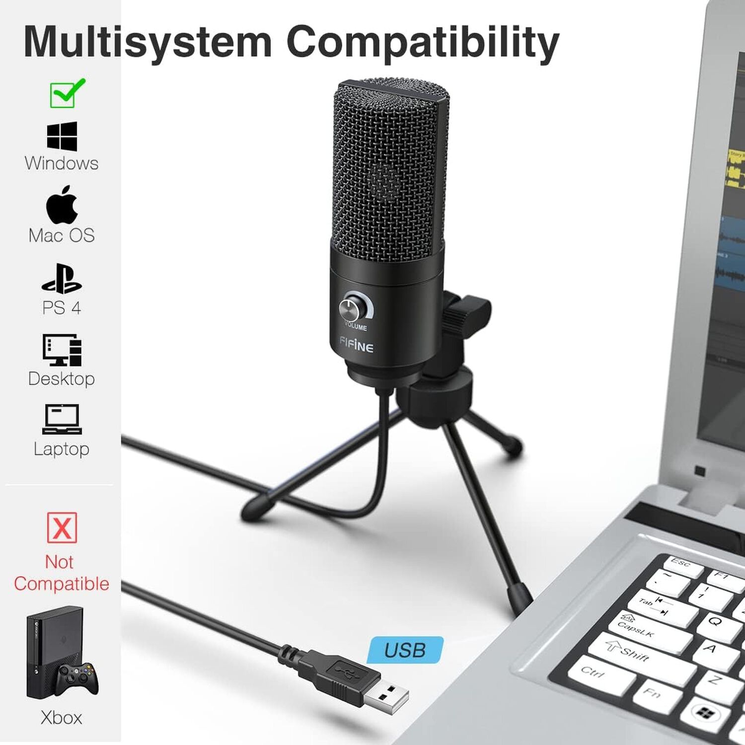 Micr&oacute;fono Condensador Usb Multiplataformas Fifine K669bk Pro image number 8.0