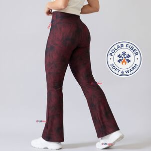 Pantal&oacute;n Polar Con Chiporro Palazzo Mujer Calza Elasticada T&eacute;rmica Burdeo