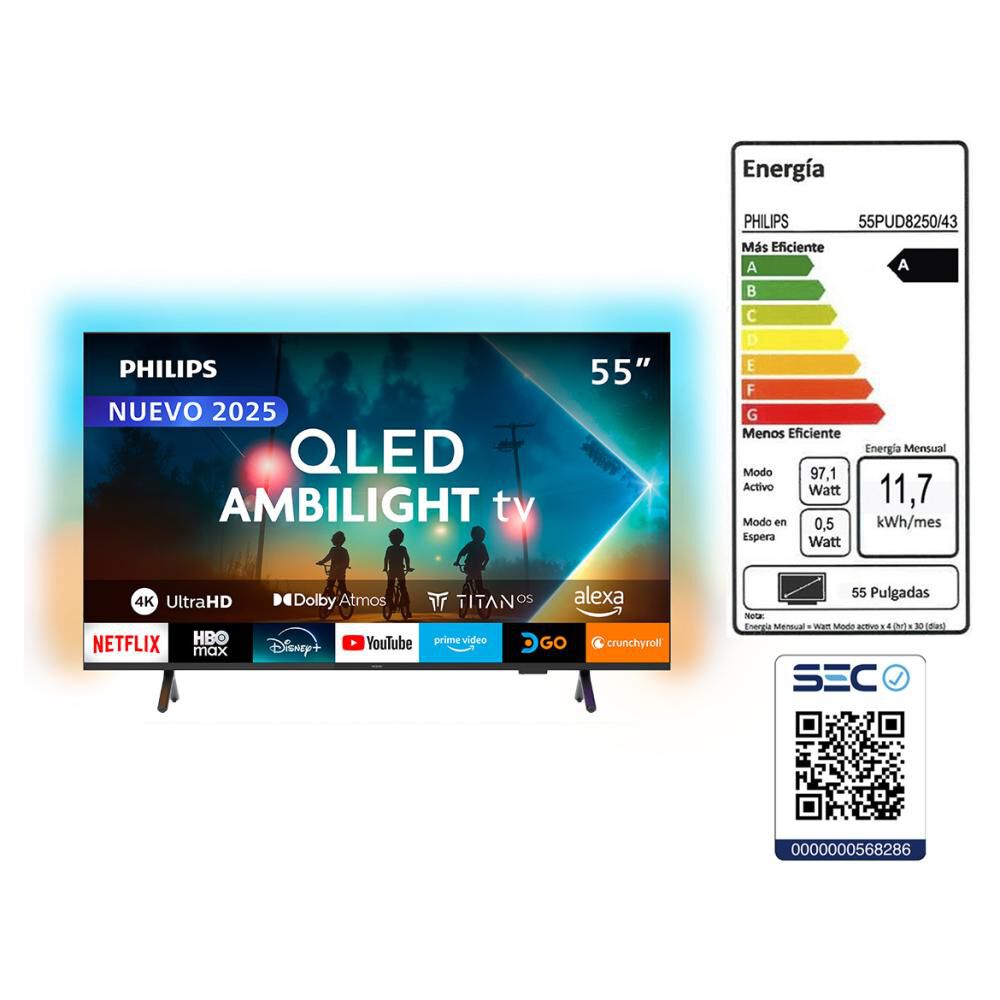 Qled 55" Philips 55PUD8250 / Ultra HD 4K / Smart TV image number 9.0