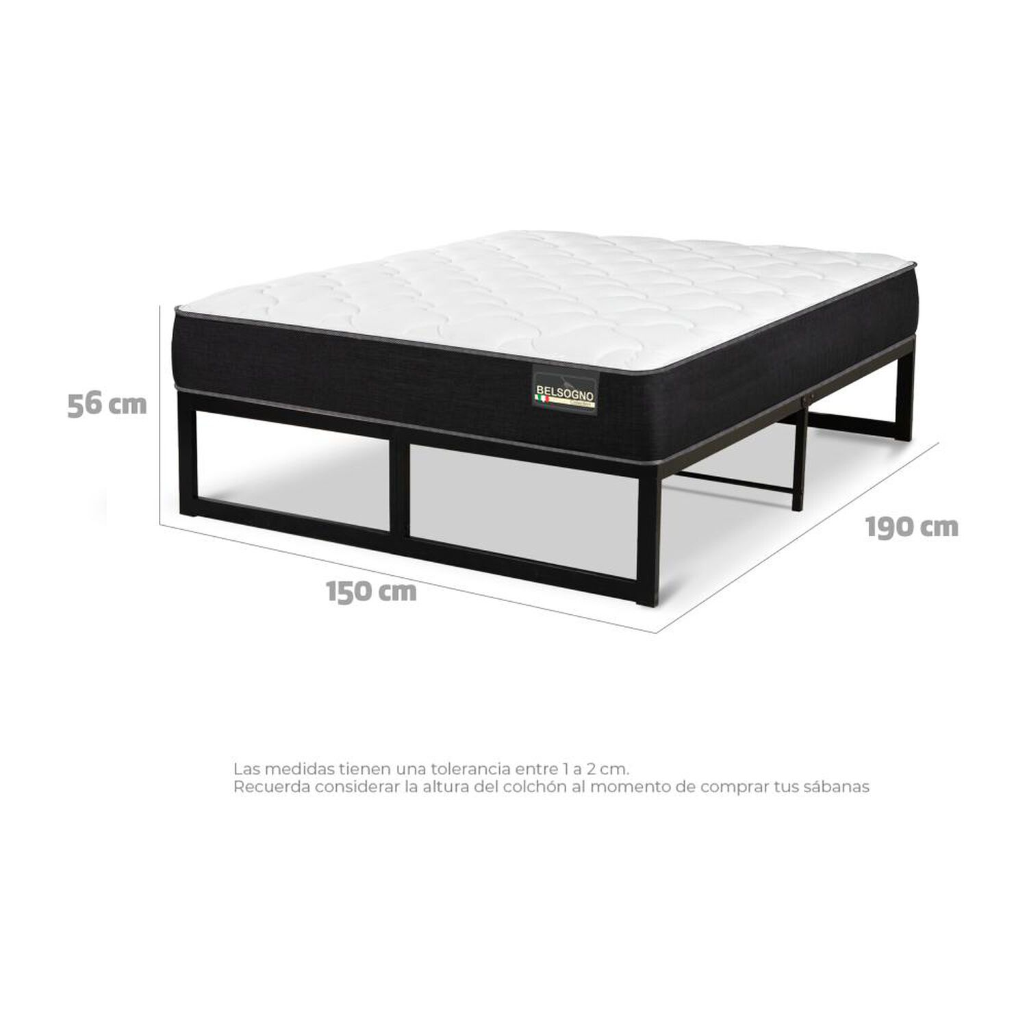 Cama Iron Smart Belsogno Plus / 2 Plazas / Base Normal image number 3.0