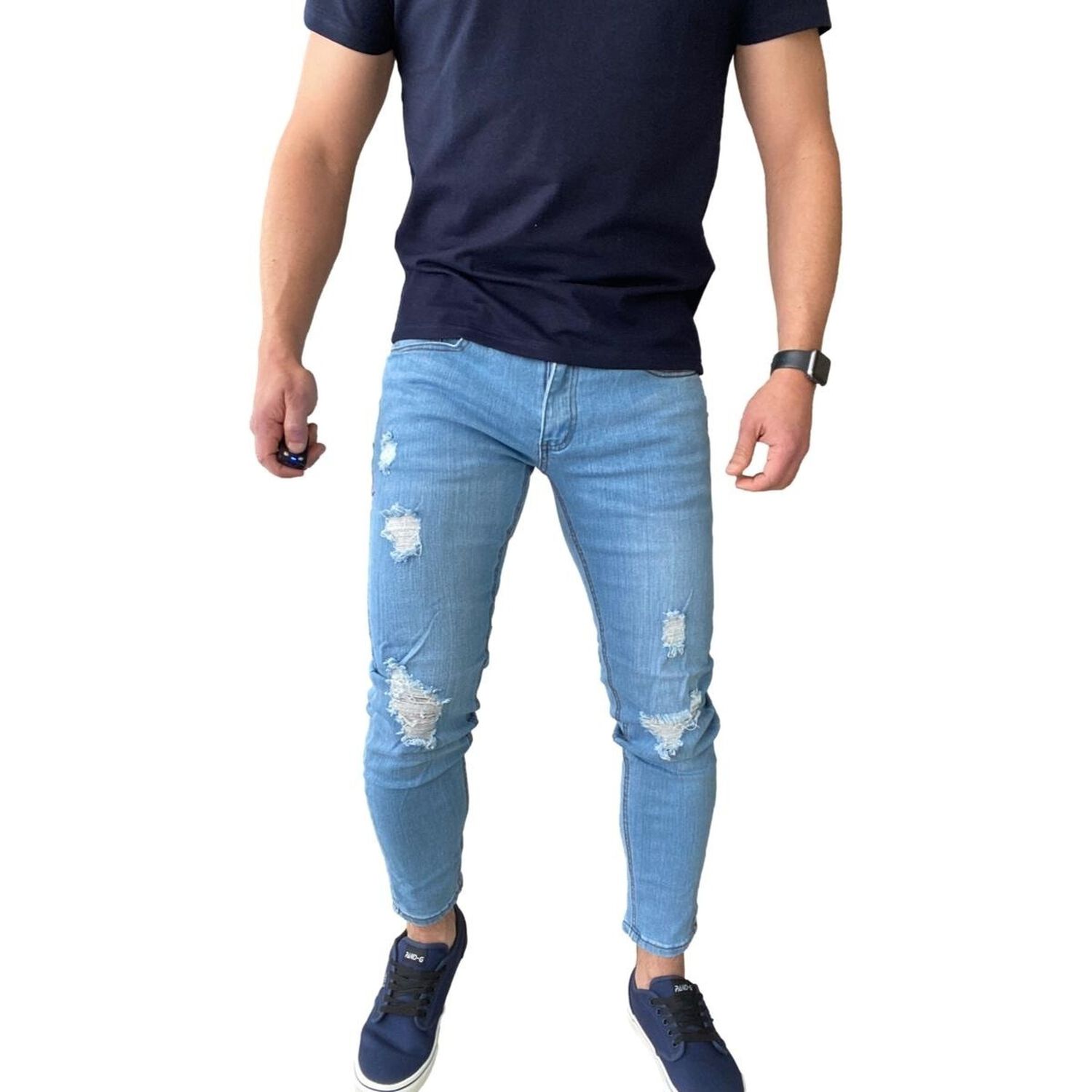 Jeans Rasgados Super Slim Fit Ankle Fit Celeste 14781 image number 0.0