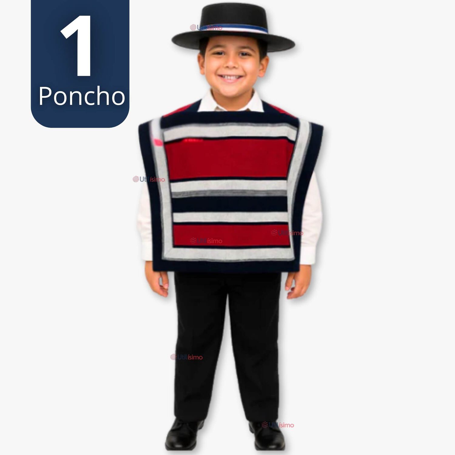 Poncho Manta Huaso Cueca Fiestas Patrias Para Ni&ntilde;os image number 0.0