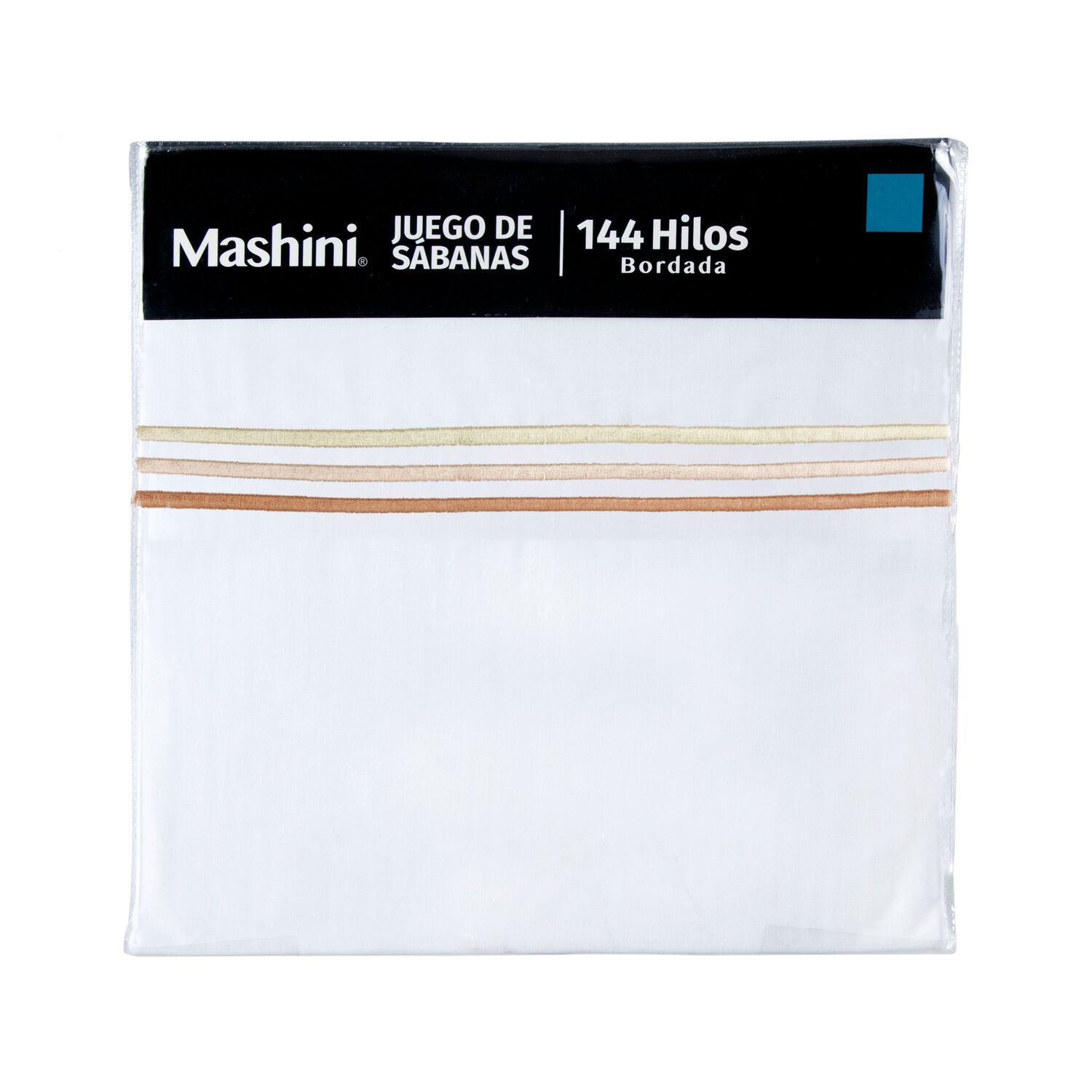 Sabana Bordada 144 Hilos Mashini 1.5 P Line Beige image number 2.0