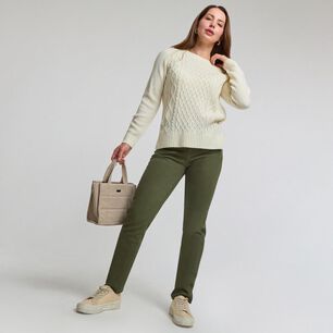Sweater Trenzado Manga Larga Cuello Redondo Mujer Geeps