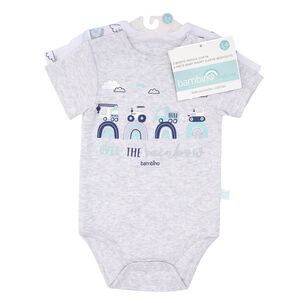 Set 2 Bodys Manga Corta Gris Transportes Ni&ntilde;o 6-9 Meses