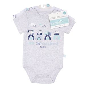 Set 2 Bodys Manga Corta Gris Transportes Ni&ntilde;o 6-9 Meses