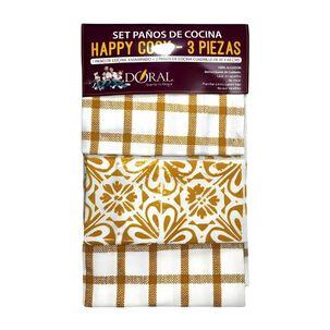 Set 3 Paños De Cocina Happy Cook Amarillo