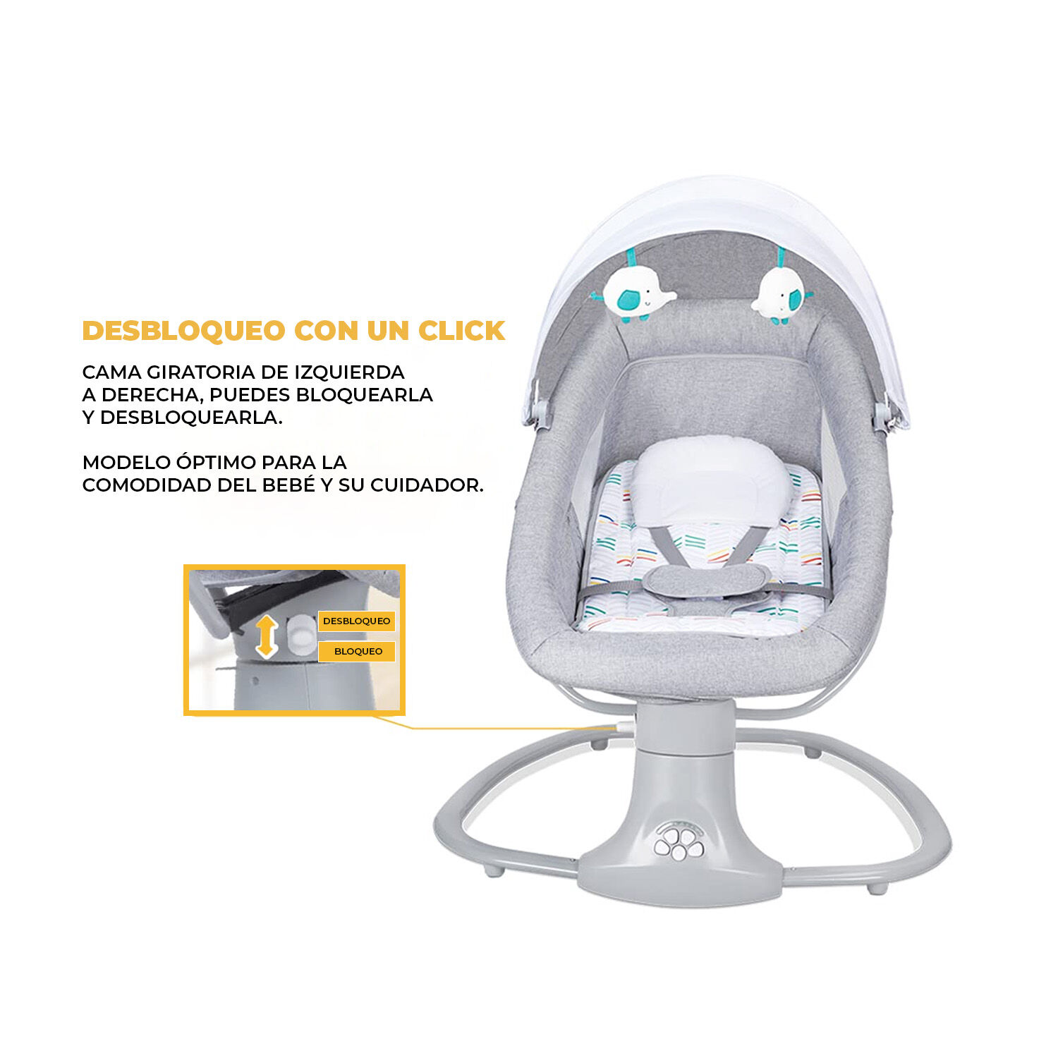Silla Mecedora Columpio Inteligente El&eacute;ctrico Con Bluetooth image number 3.0