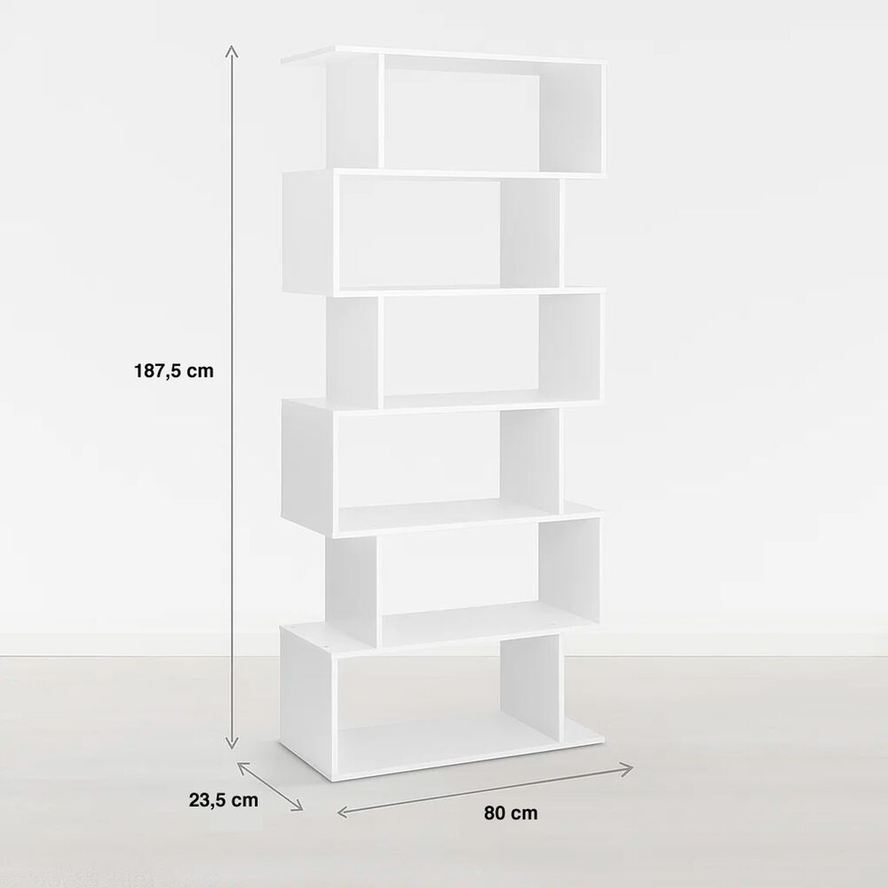 Estanter&iacute;a Moderna Zigzag De 6 Niveles 80x23.5x187.5 - Blanco image number 3.0