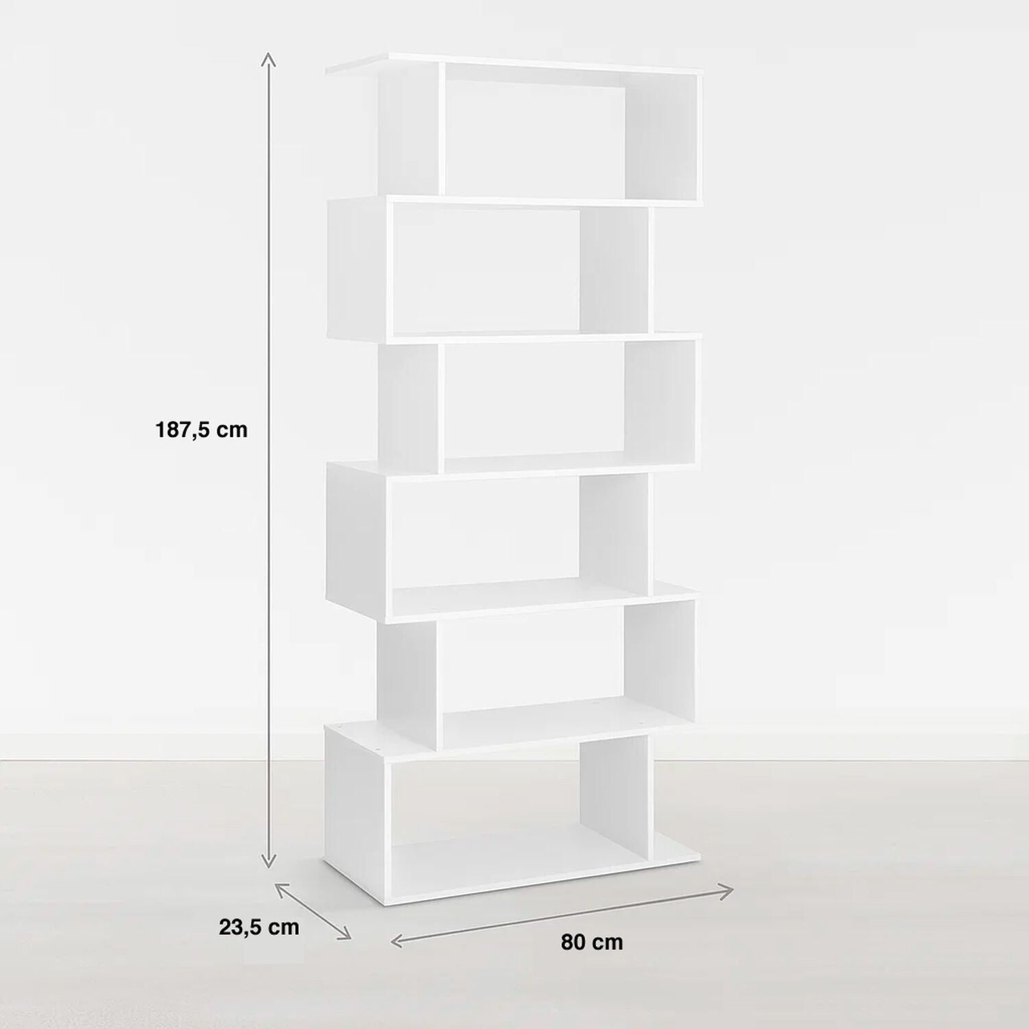 Estanter&iacute;a Moderna Zigzag De 6 Niveles 80x23.5x187.5 - Blanco image number 3.0
