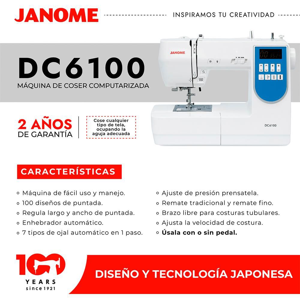Combo Janome Máquina de Coser DC6100 + Máquina Overlock 8002D image number 3.0