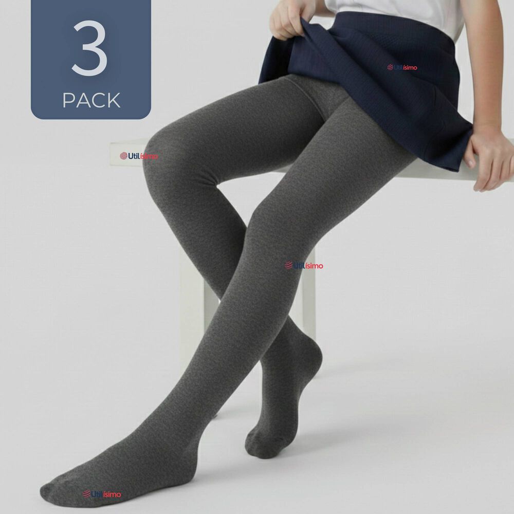 Pack 3 Ballerinas Elasticadas Escolares Ni&ntilde;a Algod&oacute;n Gris image number 0.0