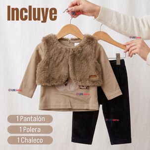 Conjunto Buzo Polera Chaleco 3 Piezas Beb&eacute; Ni&ntilde;a Tedmimak Beautiful Bear