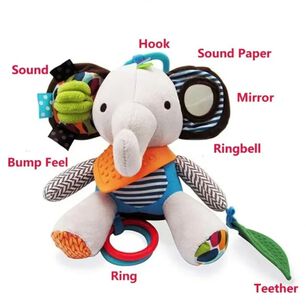 Sonajero De Peluche De Tela Animales Elefante