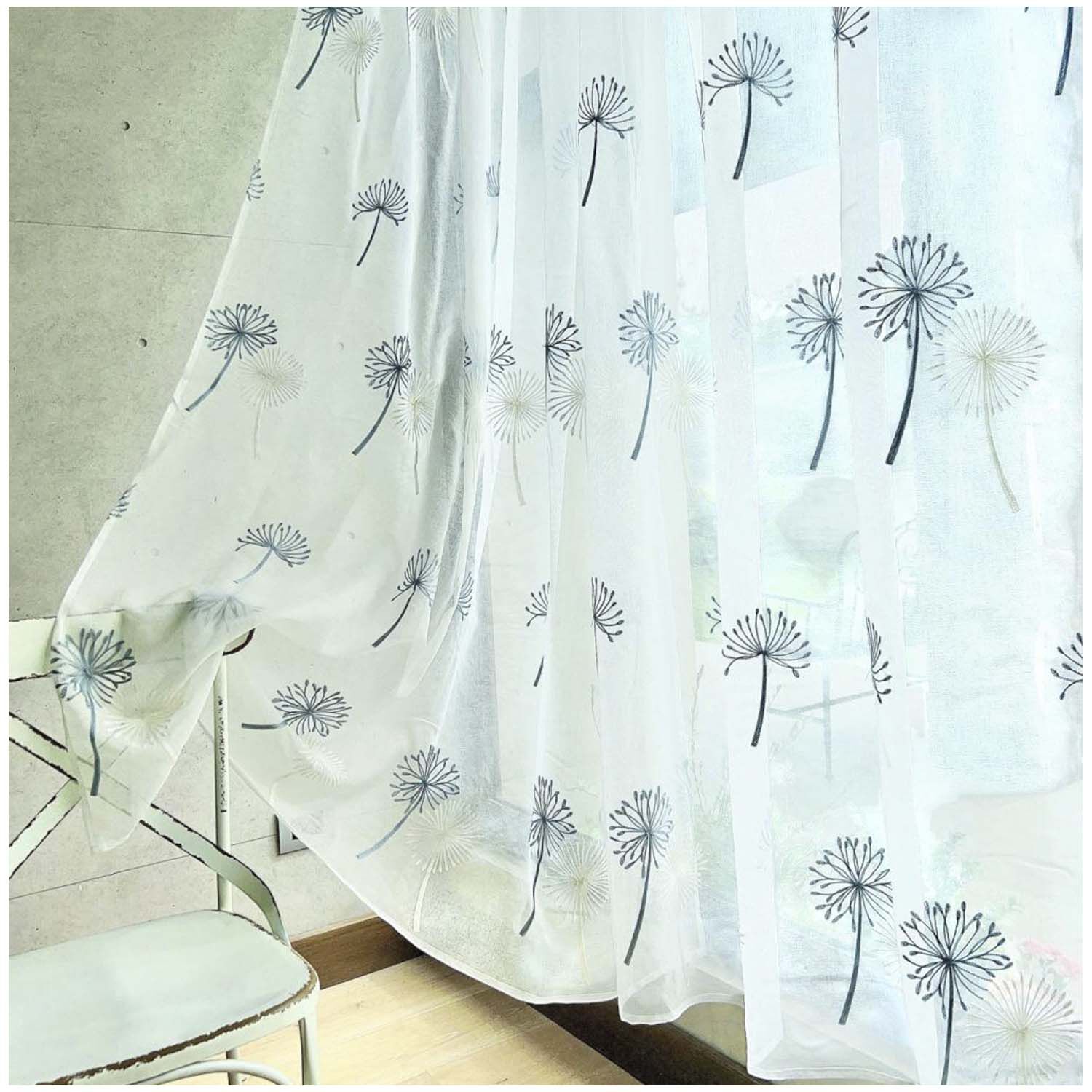 Set De 02 Visillos Bordados Con Argollas 140x230 Cm Mod04 image number 0.0