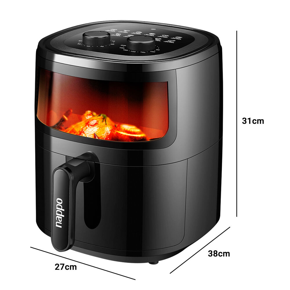 Freidora De Aire Nappo 1500w 5,7l Con Luz Y Visor Negra image number 2.0