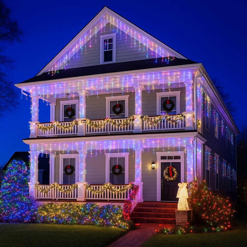 Luces Navidad Solar Cascada 144 Led 3m Rgb Decoracion Hogar image number 3.0