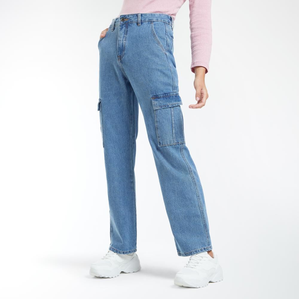 Jeans Cargo Tiro Alto Recto Mujer Freedom image number 2.0