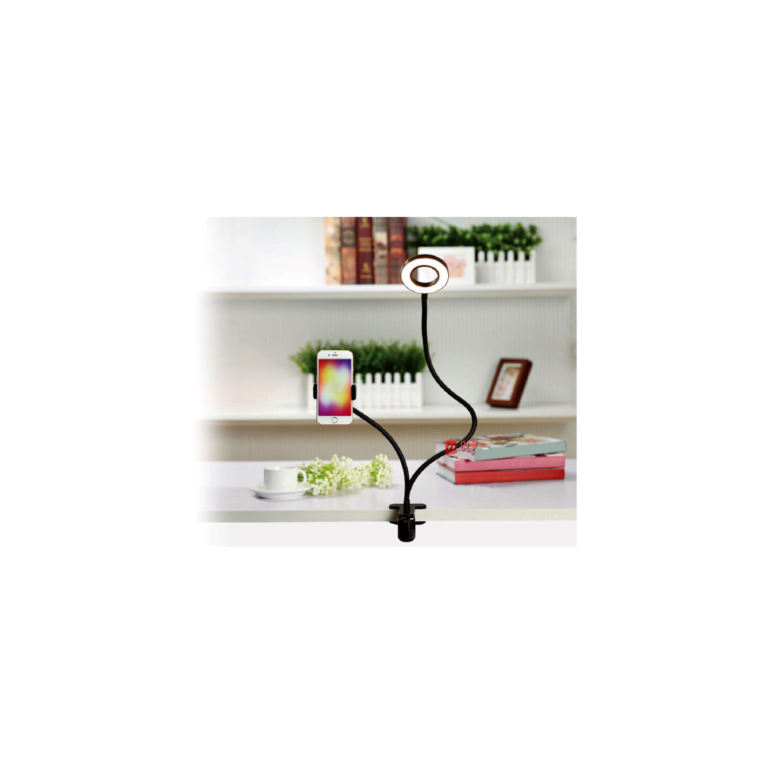 Soporte Celular Escritorio Con Aro Led Con Control Luz - Ps image number 2.0