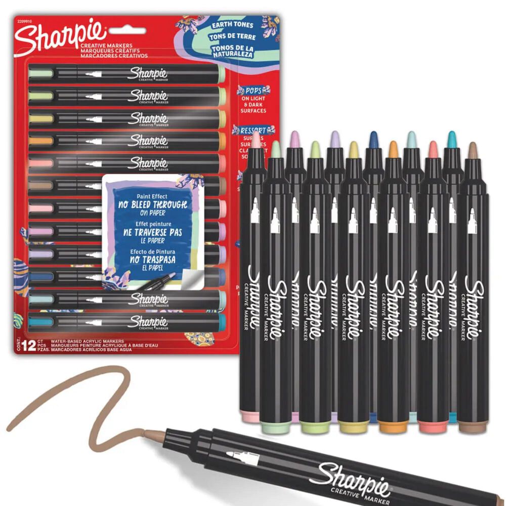 Set Lapices Acrilico Sharpie 12 Tonos Naturaleza Punta Bala image number 0.0