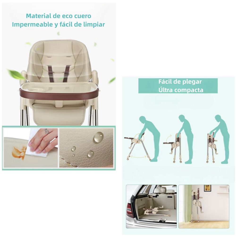 Silla De Comer Multiposiciones Plegable Dorada Lubabycas image number 0.0