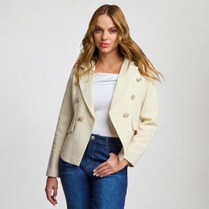 Blazer Textura Tipo Chanel Cuello Solapa Mujer Kimera