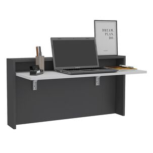 Escritorio Abatible De Pared Fm-040b Blanco Y Plomo