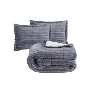 Plumon Andes Stripe Gris 1.5 Pl
