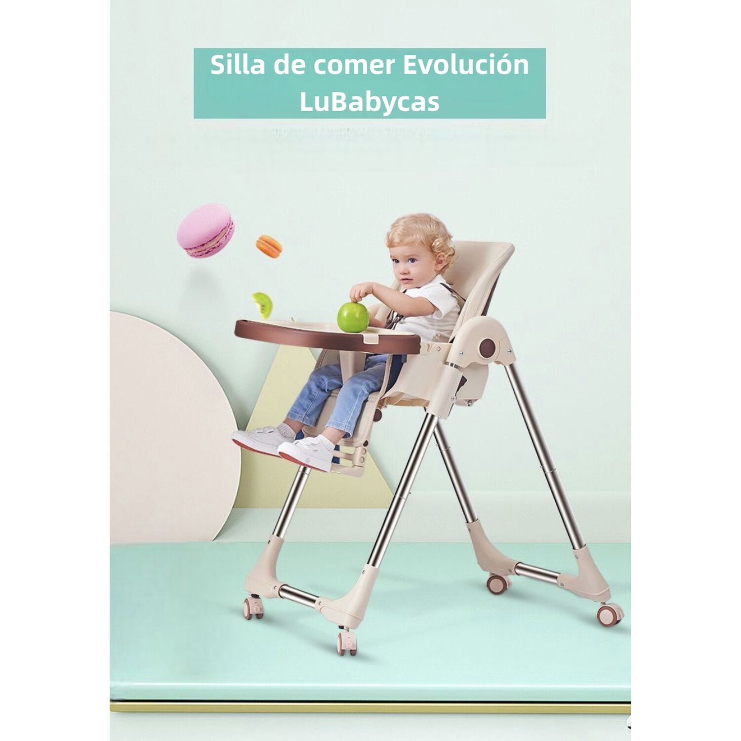 Silla De Comer Multiposiciones Plegable Verde Lubabycas image number 1.0