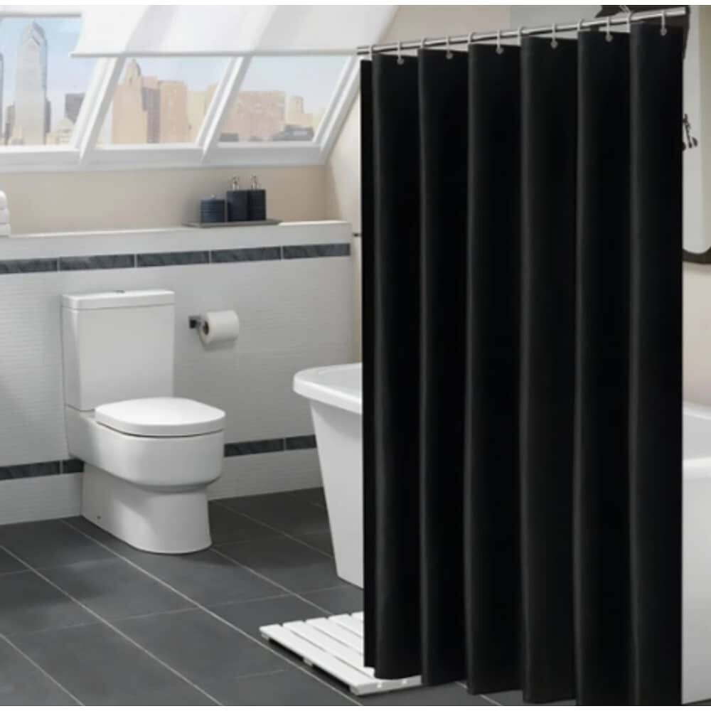 Cortina Ba&ntilde;o Ducha Negra Poli&eacute;ster 180x180 image number 2.0