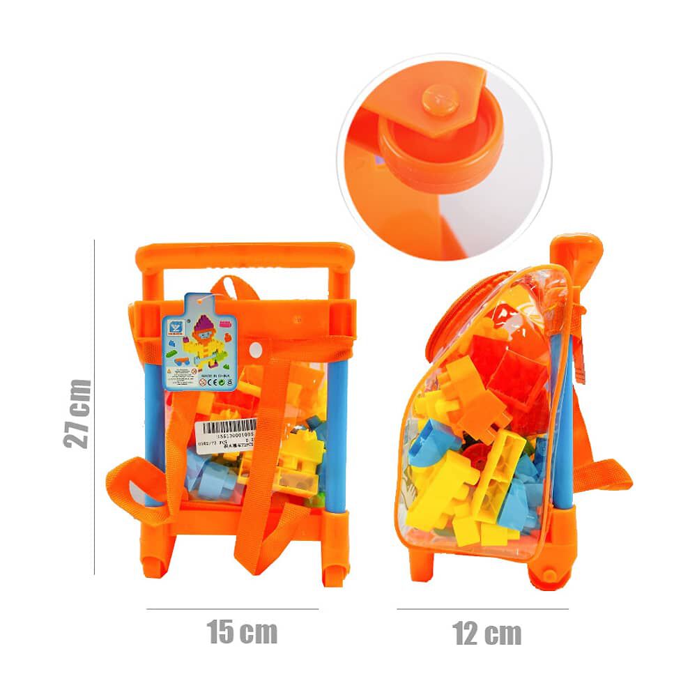 Maleta Bloques Armables Para Ni&ntilde;os Mochila Juguetes 85pzs image number 4.0