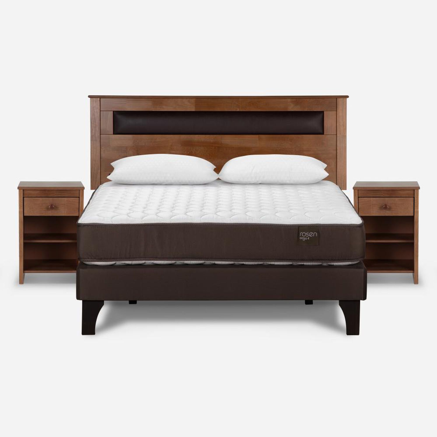 Cama Europea Rosen Ergo T / 2 Plazas / Base Normal + Set De Maderas Ferrara + Almohada Light image number 0.0
