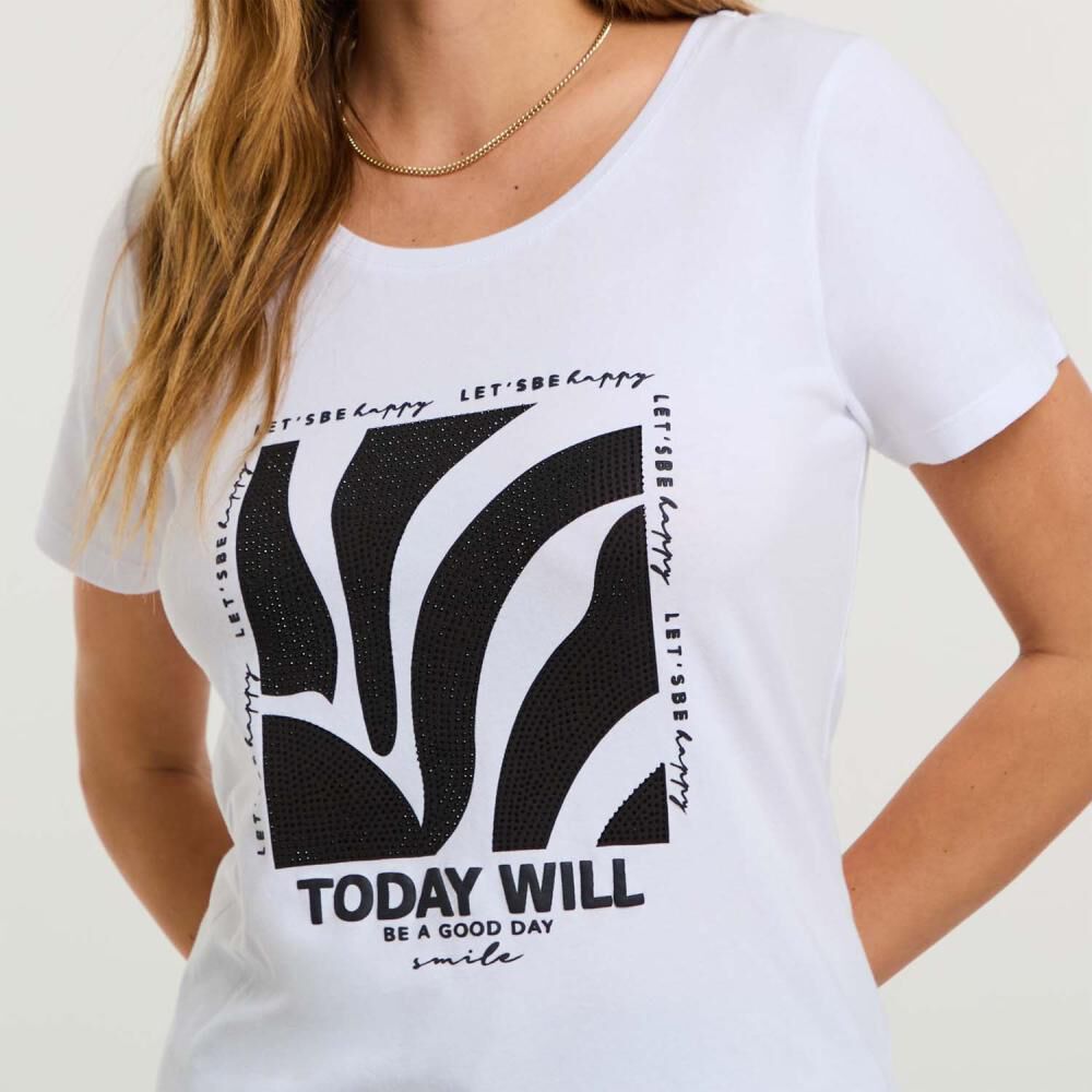 Polera Print Delantero Fozalizado Manga Corta Cuello Redondo Mujer Kimera image number 4.0