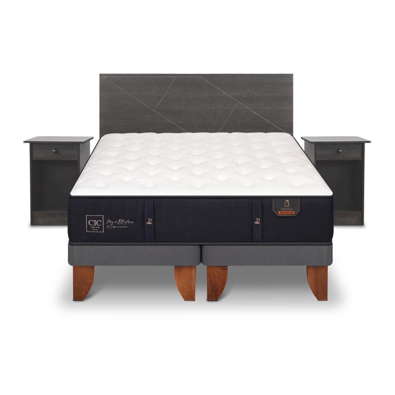 Cama Europea Cic Premium / King / Base Dividida + Set De Maderas image number 0.0