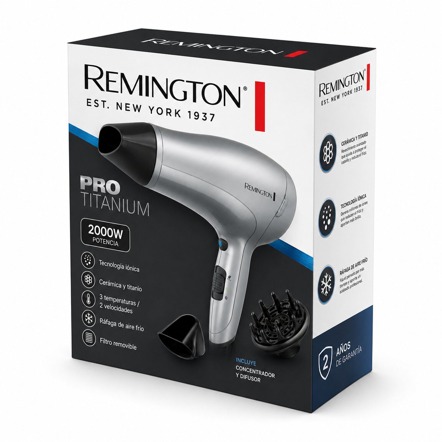 Secador De Pelo Remington Titanium D3019 2000w + Ionizador image number 1.0