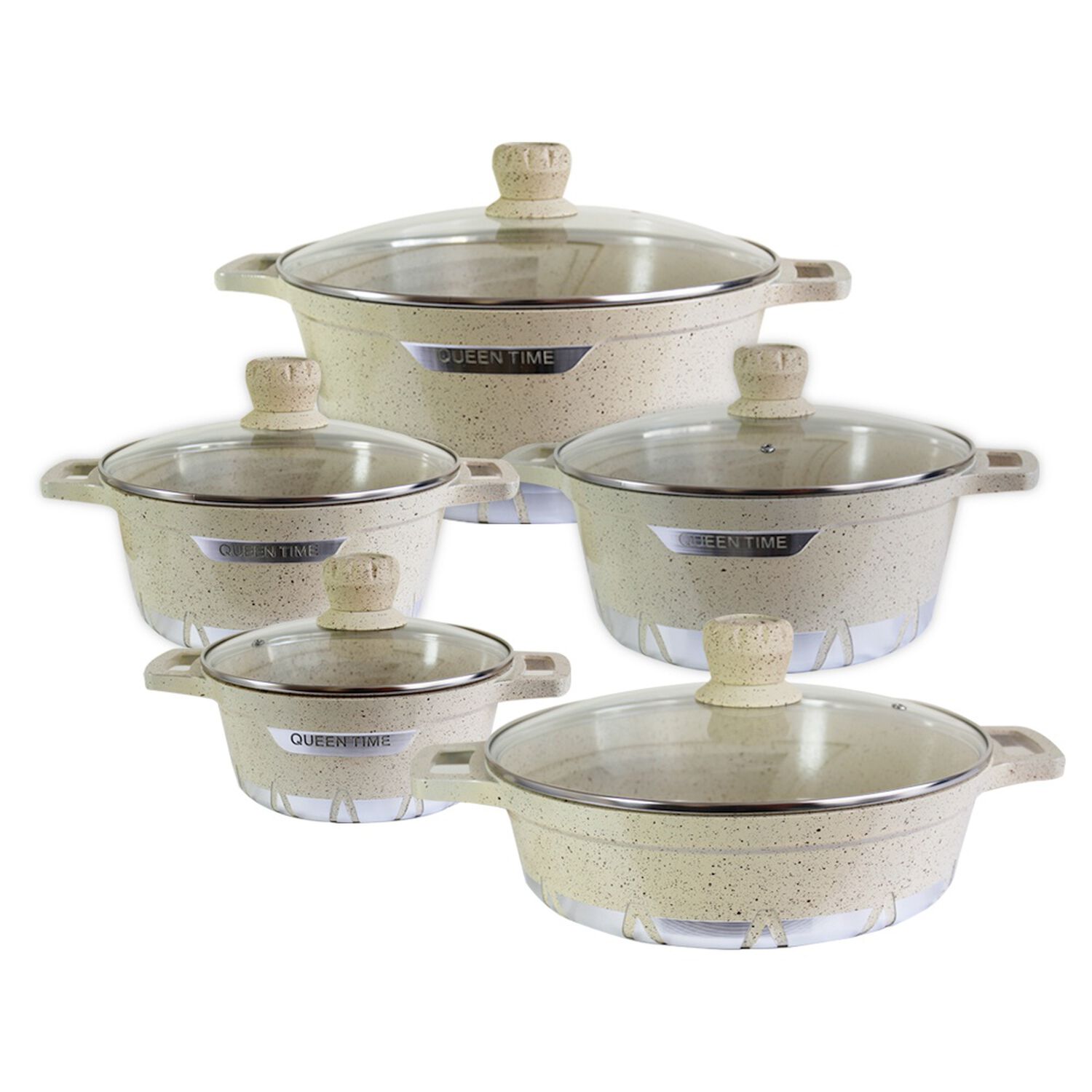 Bater&iacute;a De Cocina 10 Piezas Altas Granito Antiadherente Beige image number 5.0