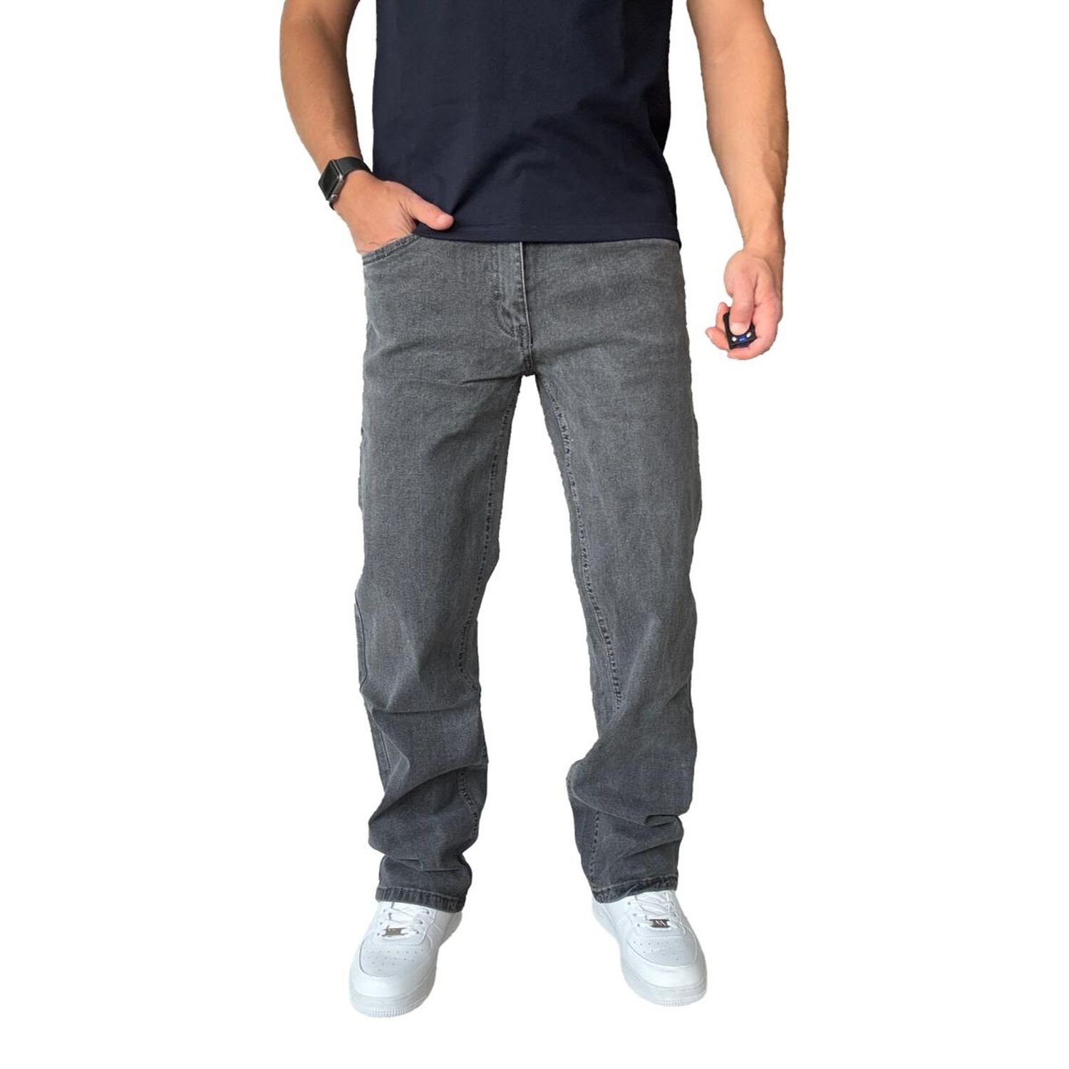 Jeans Elasticados Rectos Straight Fit Gris image number 1.0