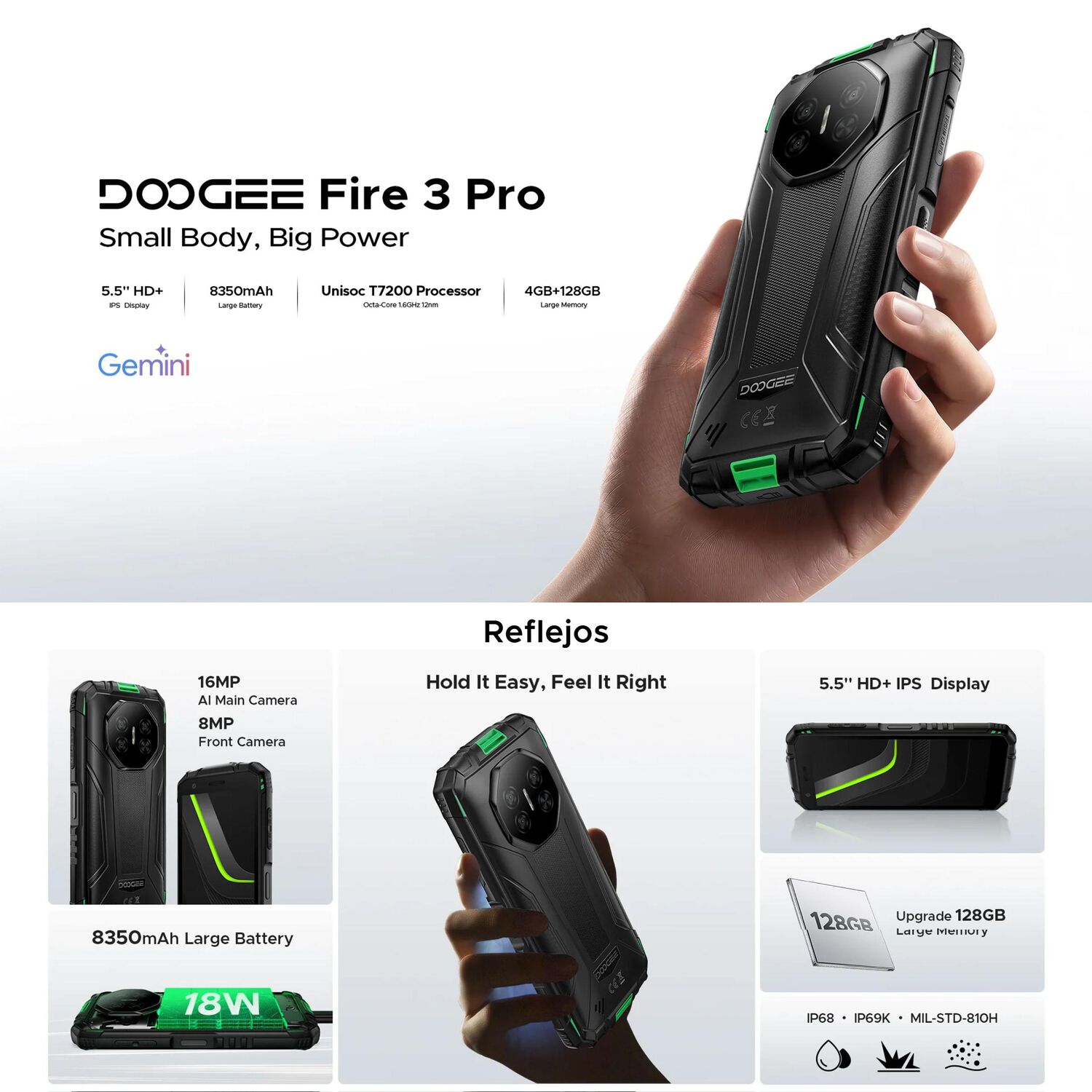 Doogee Fire 3 Pro: Compacto Rugged Todo Terreno Resistente image number 1.0