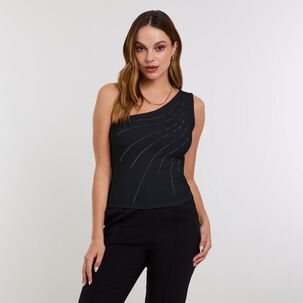Polera Sin Manga Aplicación Strass Mujer Kimera Polera Sin Manga Aplicación Strass Mujer Kimera
