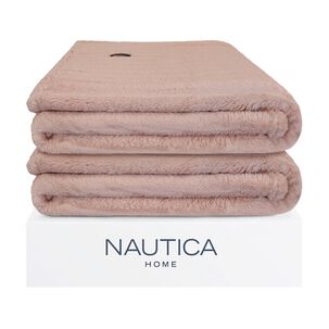 Pack 2 Mantas De Cama Nautica Home Jacquard Franela Ultrasuave 127x178cm Rosa