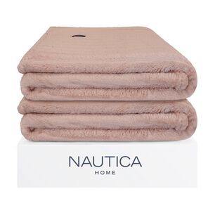 Pack 2 Mantas De Cama Nautica Home Jacquard Franela Ultrasuave 127x178cm Rosa