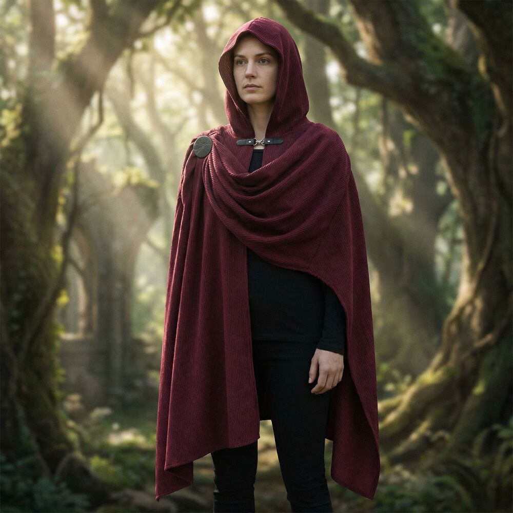 Disfraz Tunica Capa Con Capucha Medieval Con Broche Para Cosplay Halloween Y Teatro Unisex image number 5.0