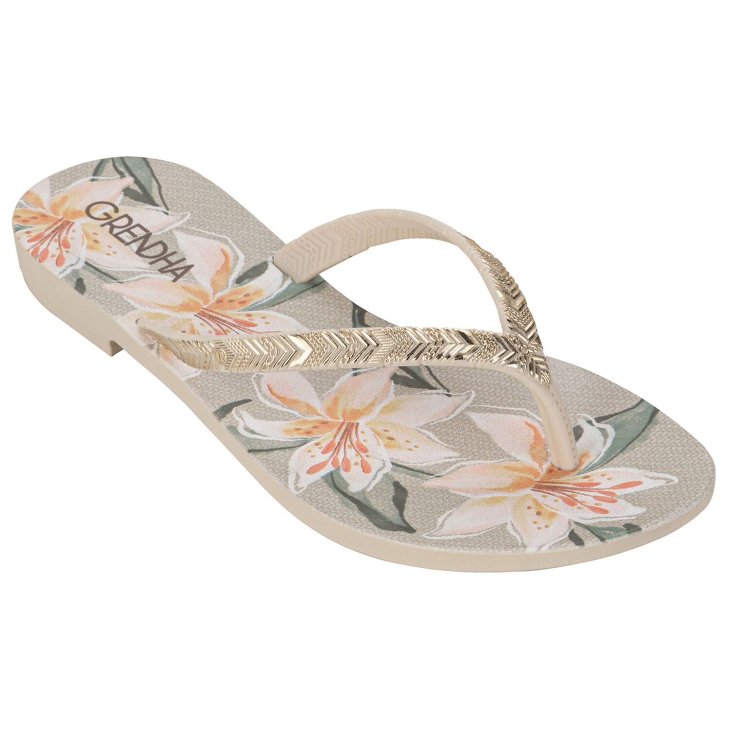 Sandalia Mujer Beige Flor Rast Grendha image number 2.0